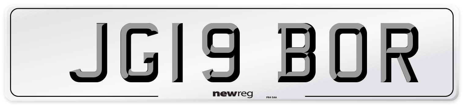 JG19 BOR Number Plate from New Reg
